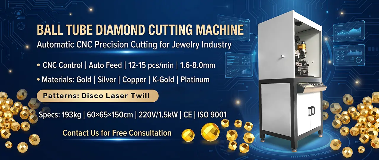 Sible Ball Tube Diamond Cutting Machine for automatic CNC precision cutting in jewelry industry, supporting disco and laser patterns on gold and silver beads and tubes