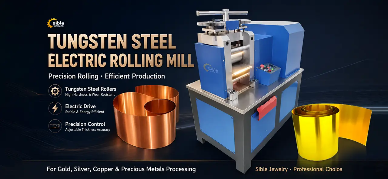 Gold Rolling Machine is designed for rolling gold into sheets, an essential process in the manufacturing of jewelry such as bracelets, rings, and chains