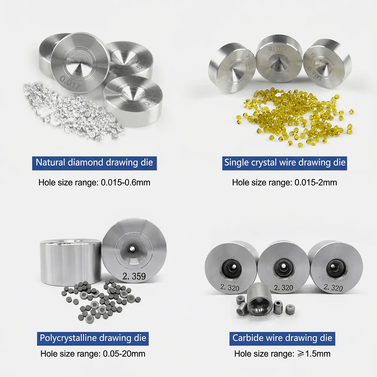 Various shaped metal wires including triangle, hexagon, semicircle, and fan shape drawn by precision dies