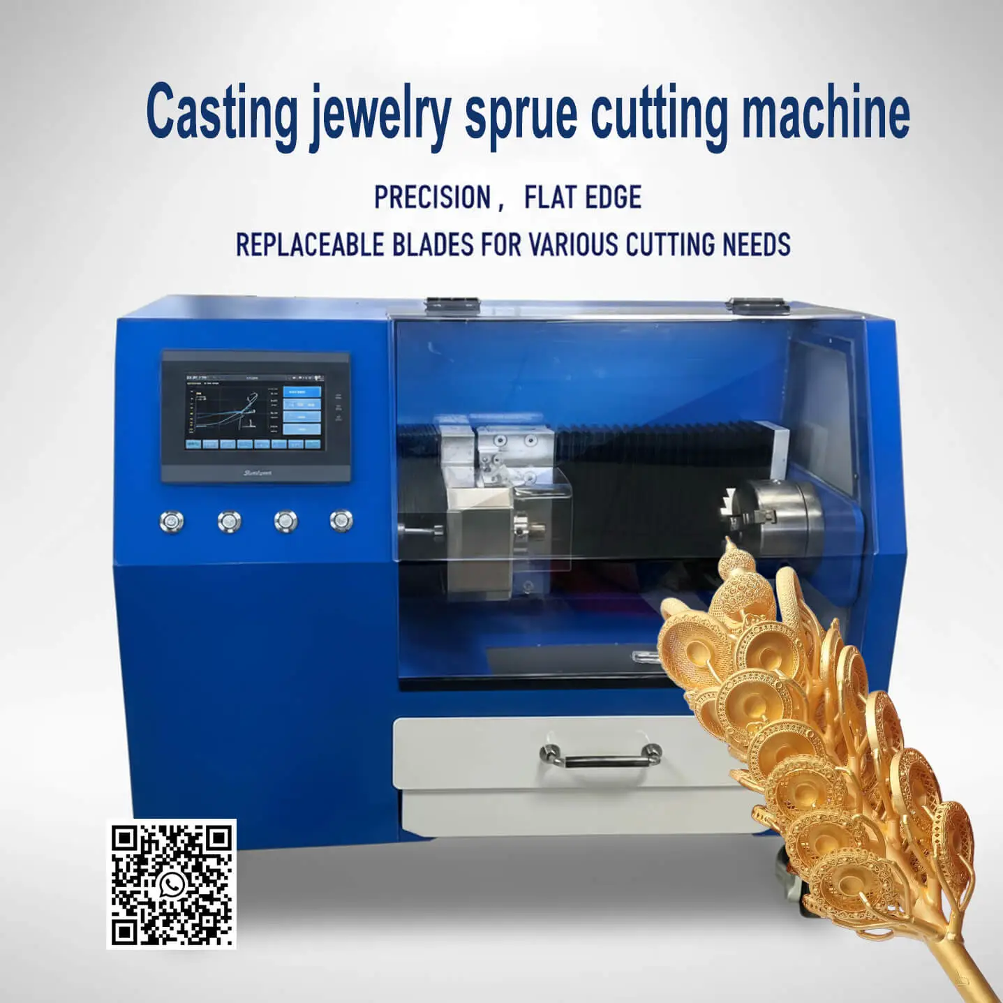 Sible casting sprue cutting machine with tungsten steel blade for removing gates from gold, silver, and K gold jewelry castings