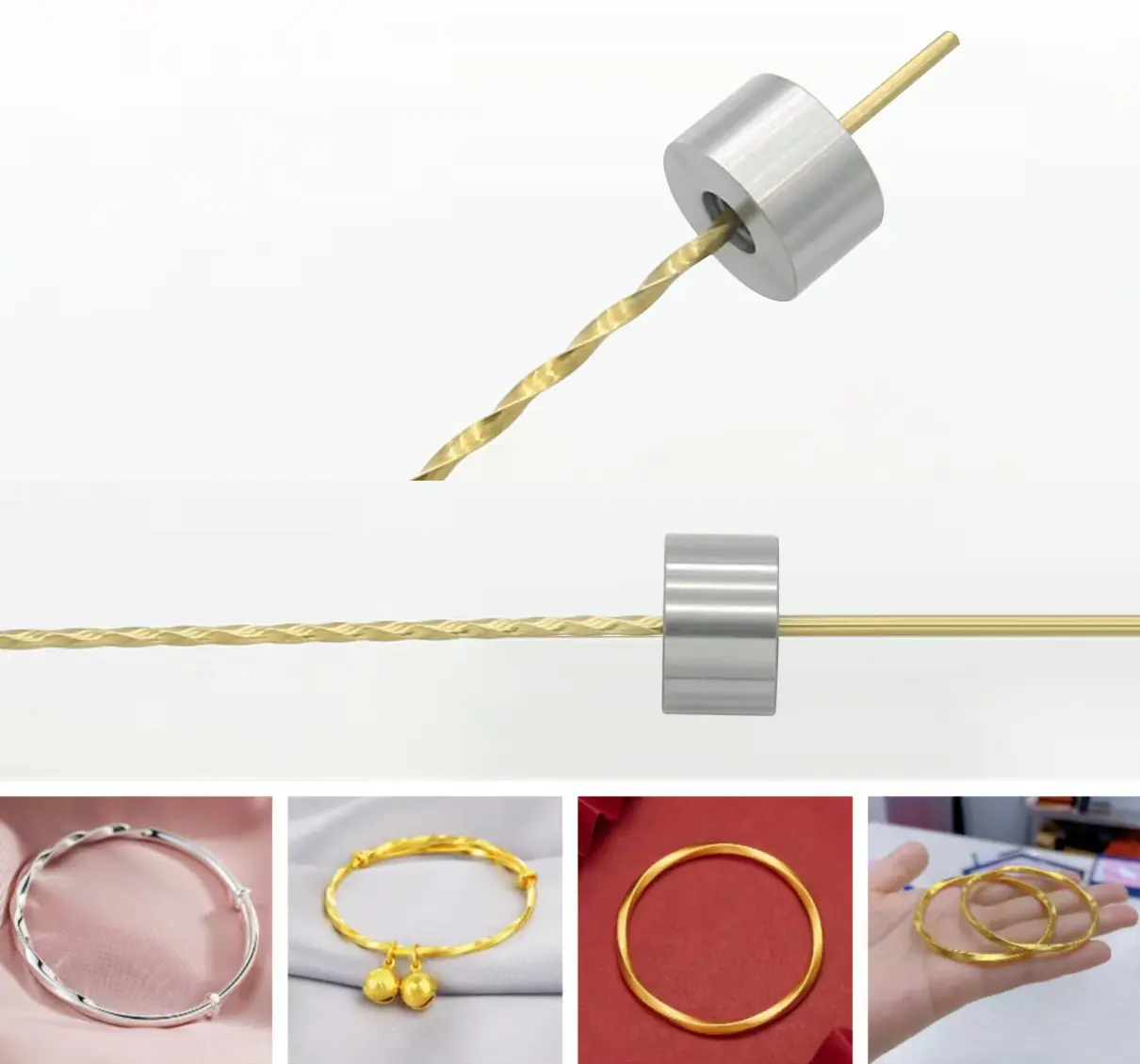 Flat lay of various shaped wire drawing dies including sizes 5.00×3.00mm, 3.50×2.00mm, and 4.00×2.50mm, designed for precision jewelry and metal wire drawing applications